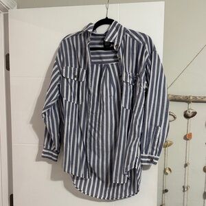 BDG Blue and White Striped Button-Down Shirt